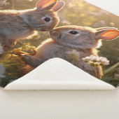 Knuffelkonijnen in Lenteweide Ontwerp Sherpa Deken (3/4)