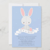 Knuffelkonijnenjongen Baby shower uitnodiging (Voorkant)