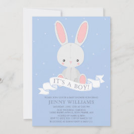 Knuffelkonijnenjongen Baby shower uitnodiging
