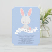 Knuffelkonijnenjongen Baby shower uitnodiging (Staand voorkant)