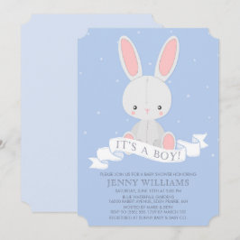 Knuffelkonijnenjongen Baby shower uitnodiging
