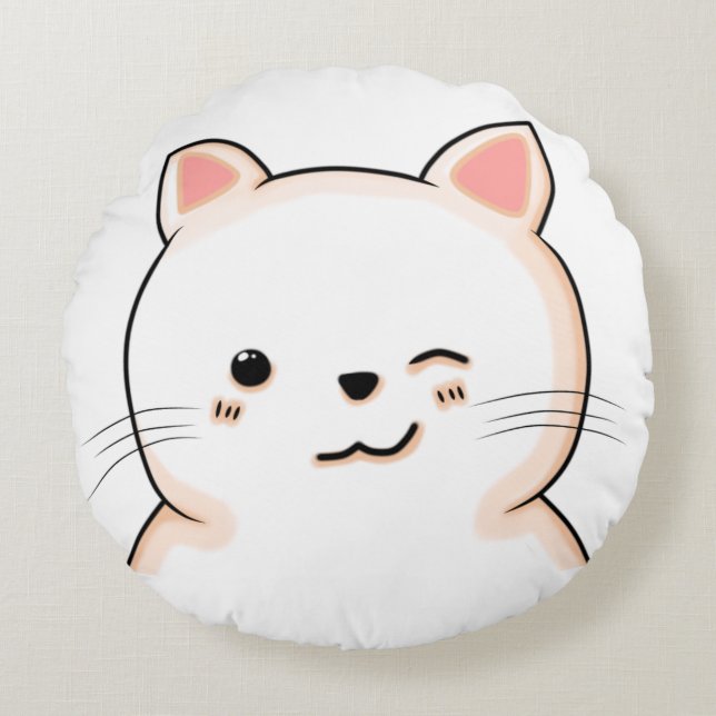 KNUFFELKUSSEN MET KNIPOGENDE KAT ROND KUSSEN (Voorkant)