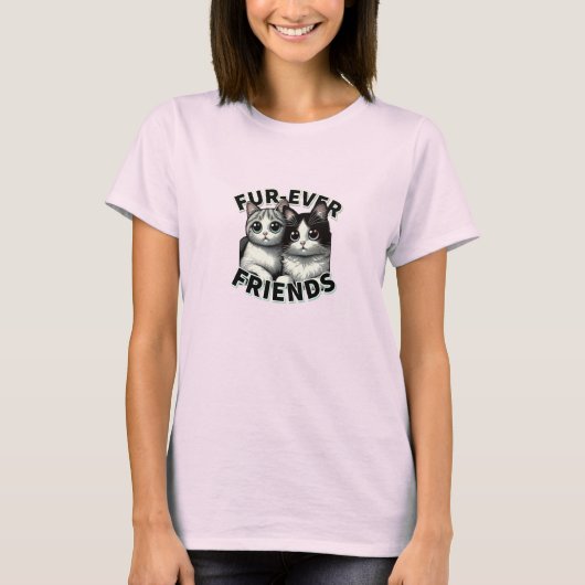 Knuffelmetgezellen - Schattigee Cat Friendship-ser T-shirt (Voorkant)