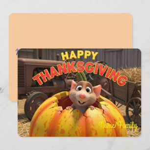 Knuffelmuis in Pompoen – Prettig Thanksgiving Boer Feestdagenkaart