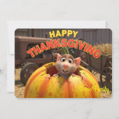 Knuffelmuis in Pompoen – Prettig Thanksgiving Boer Feestdagenkaart (Voorkant)