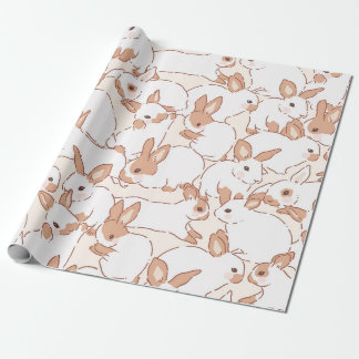 Knuffelpatroon met handgetekende konijn in zachte cadeaupapier