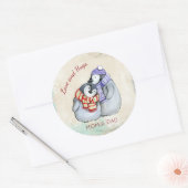 Knuffelpinguïns Kerstmis Custom Ronde Sticker (Envelop)