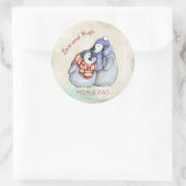 Knuffelpinguïns Kerstmis Custom Ronde Sticker (Tas)