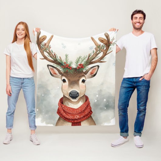 Knuffelrendier Kerstdeken Voor Warme Winter Fleece Deken (In situ)