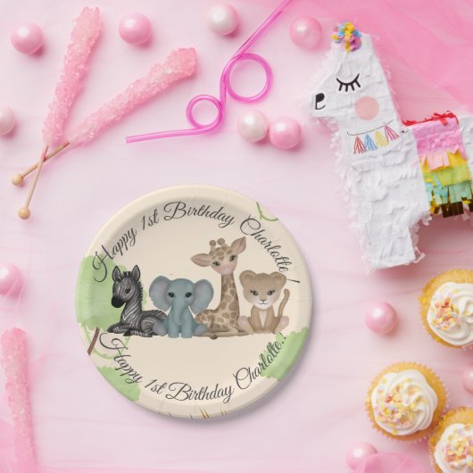 Knuffels 1e verjaardag feest papieren bordje (Feest)