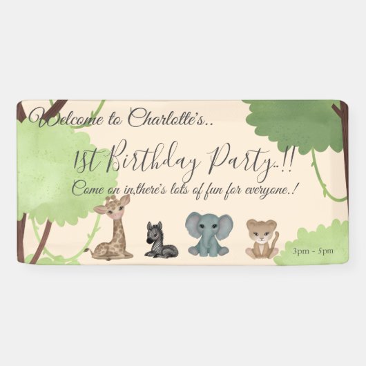 Knuffels 1e verjaardag feest spandoek (Horizontaal)