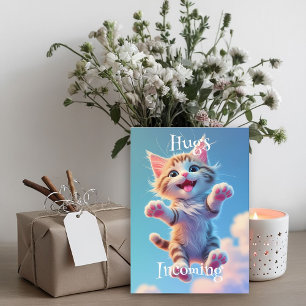 Knuffels Aankomend Schattig Vliegend Tabby Poesje  Kaart