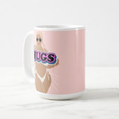 Knuffels, cartoon mooi plus dame in bikiny koffiemok (Voorkant links)