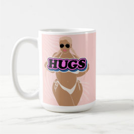 Knuffels, cartoon mooi plus dame in bikiny koffiemok