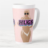 Knuffels, cartoon mooi plus dame in bikiny latte mok (Rechterhoek)