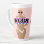 Knuffels, cartoon mooi plus dame in bikiny latte mok (Linkerhoek)