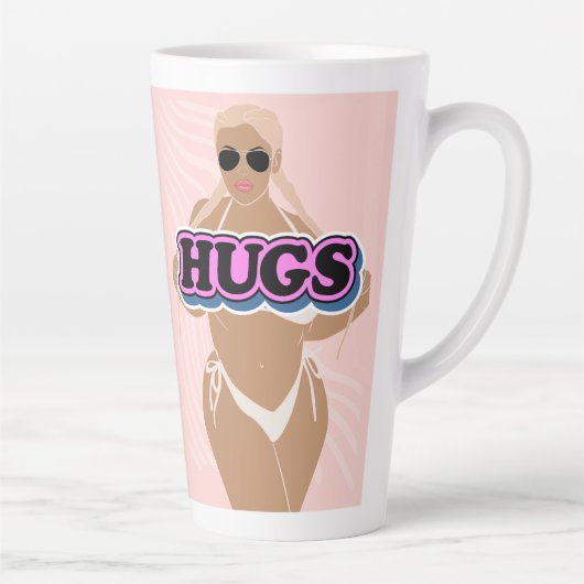 Knuffels, cartoon mooi plus dame in bikiny latte mok (Rechts)