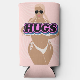 Knuffels, cartoon mooi plus dame in bikiny seltzer blikjeskoeler