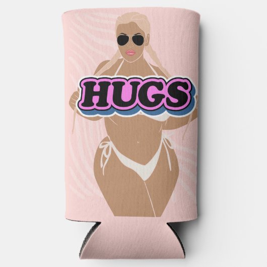 Knuffels, cartoon mooi plus dame in bikiny seltzer blikjeskoeler (Voorkant)