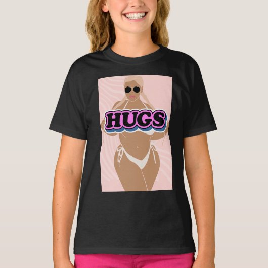 Knuffels, cartoon mooi plus dame in bikiny t-shirt (Voorkant)