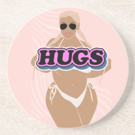 Knuffels, cartoon mooi plus dame in bikiny zandsteen onderzetter