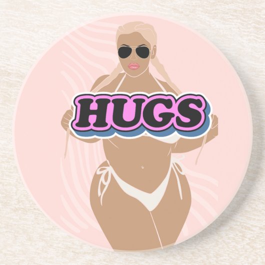 Knuffels, cartoon mooi plus dame in bikiny zandsteen onderzetter (Voorkant)