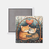 Knuffels en Kat Liefde Illustratie Kunst Magneet (Voorkant / Achterkant)