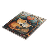 Knuffels en Kat Liefde Illustratie Kunst Tegeltje (Zijkant)