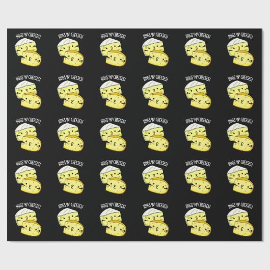 Knuffels en kazen Grappige kaaspen Donker BG Cadeaupapier (Vlak)