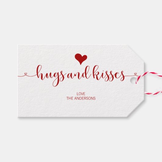 Knuffels en Kisses Valentijnsdag Gift Labels Cadeaulabel (Voorkant (Horizontaal))