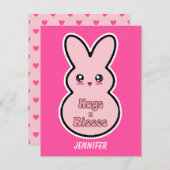 Knuffels en kusjes Cute konijn valentijnskaart Feestdagenkaart (Voorkant / Achterkant)