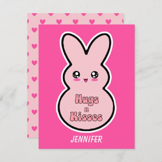 Knuffels en kusjes Cute konijn valentijnskaart Feestdagenkaart (Voorkant / Achterkant)