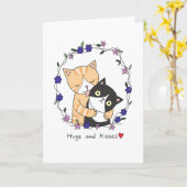 Knuffels en Kusjes Grappige Katten Ik hou van je s Kaart (Gele Bloem)