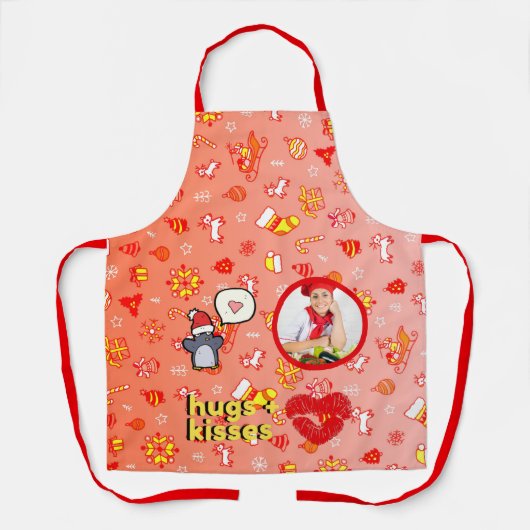 Knuffels en kusjes Kerstmis Schort (Voorkant)