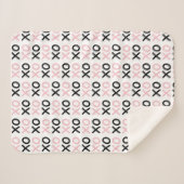 Knuffels en kusjes OXOX Roze en zwart patroon Sherpa Deken (Voorkant (horizontaal))