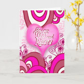 Knuffels en Kusjes Retro Hart Ik Hou van Jou Kaart (Gele Bloem)