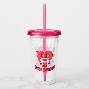 "Knuffels en kusjes" Schattige & Liefdevol Roze Acryl Drinkbeker