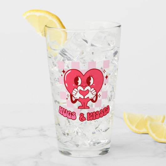 "Knuffels en kusjes" | Schattige & Liefdevol Roze Glas (Voorkant ijs)