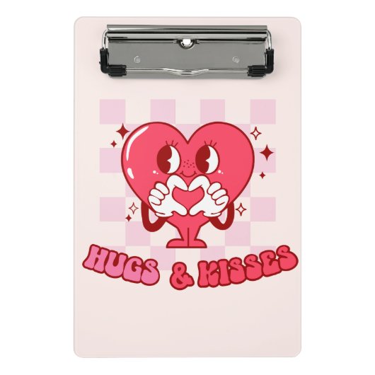"Knuffels en kusjes" | Schattige & Liefdevol Roze  Mini Klembord (Voorkant)