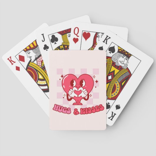 "Knuffels en kusjes" | Schattige & Liefdevol Roze Pokerkaarten (Achterkant)