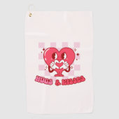 Knuffels en kusjes | Schattigee Pink Heart Love Golfhanddoek (Voorkant)