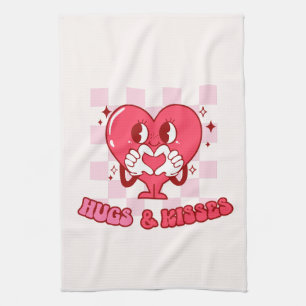 Knuffels en kusjes Schattigee Pink Heart Love Theedoek