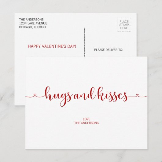 Knuffels en kusjes Valentijnsdag Briefkaart (Voorkant / Achterkant)