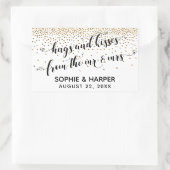 Knuffels en Kusjes van de Mr & Mrs Gold Confetti Rechthoekige Sticker (Tas)