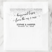 Knuffels en Kusjes van de Mr & Mrs Silver Confetti Rechthoekige Sticker (Tas)