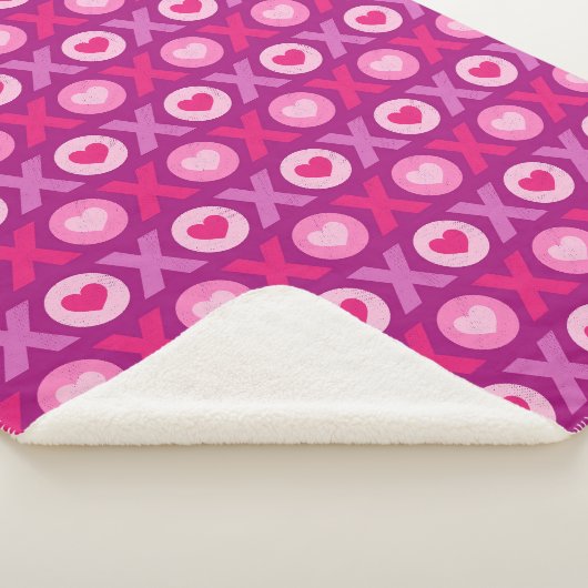 Knuffels en Kusjes XOXO Roze en Paars Sherpa Deken (3/4)