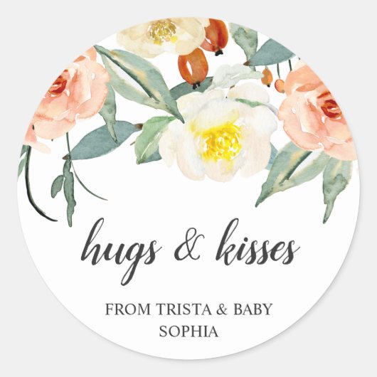 Knuffels en kussen Bloemen Meisje Elegant Baby sho Ronde Sticker (Voorkant)
