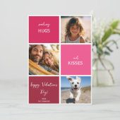 Knuffels en kussen drie foto's Valentijnsdag Feestdagenkaart (Staand voorkant)