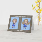 Knuffels en kussen tweeling gelukkige verjaardag kaart (Gele Bloem)