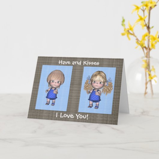 Knuffels en kussen tweeling gelukkige verjaardag kaart (Gele Bloem)